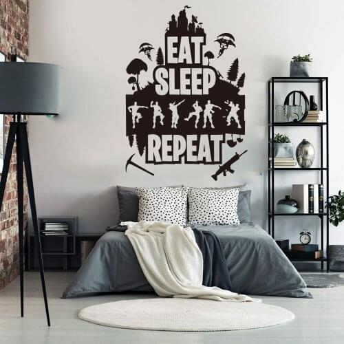 Eat Sleep Repeat Game Player Dancer Wall Sticker Kids Room Video Game Gamer Xbox Ps4 Wall Decal Bedroom Vinyl Home Decor