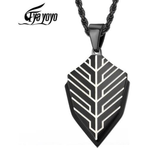EyeYoYo New Geometric Lines Long Pendant Necklace Men Solid Blue Black Stainless Steel Metal Military Card Pendants Jewelry