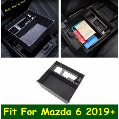 Car Armrest Storage Box For Mazda 6 2019 2020 Central Control Container Box Auto Interior Refit Kit Black Plastic Accessories