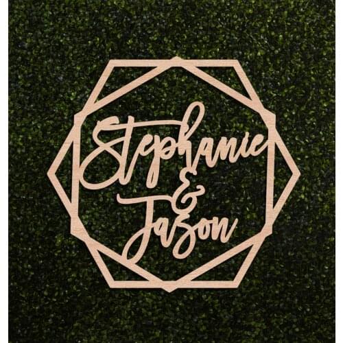 Geometric Wedding Decor, First Names Sign, Hexagon Name Sign.Custom Name Sign Backdrop, Name Wood Sign, Wedding Backdrop Persona