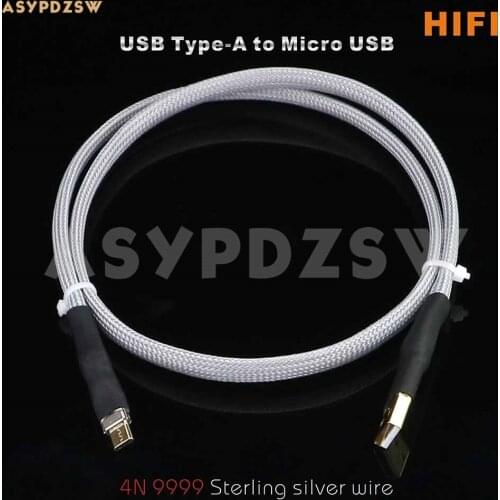 HIFI DIY 4N Sterling silver DAC decoding Male USB Type-A to Micro USB Data/charging cable 70cm/1.2M/2M