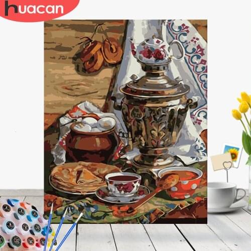 HUACAN Oil Painting By Number Food HandPainted Kits Drawing Canvas DIY Pictures Home Decoration Art Gift