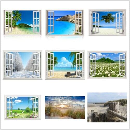 Kexinzu Full Square Drill 5D DIY Diamond 3D embroidery Window Scenery Diamond Painting Cross Stitch Rhinestone Mosaic Decor Gift