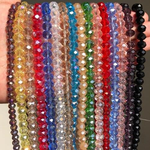 Pink White AB Clear Rondelle Austria Crystal Beads Faceted Spacer Natural Round Beads for DIY Bracelet Jewelry Making Accessory