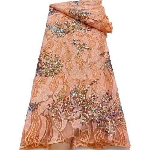 SJ Lace African Lace Fabric 2021 High Quality Lace Sequins French Net Lace Tulle Mesh Fabrics Lace Sequins Wedding Fabric r5-50