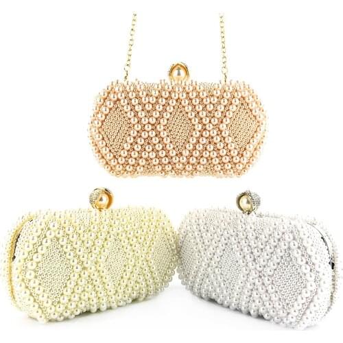 LuxEcho 2020 new Handmade beaded bag European and American fashion lady pearl Dinner Bag Ling hand bag