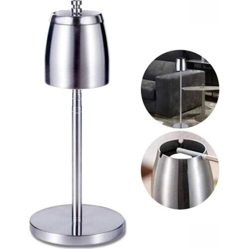 New Floor Standing Ashtray with Lid Stainless Steel Telescopic Smoking Ashtray Vertical Rotating Cigarette Detachable Ashtrays