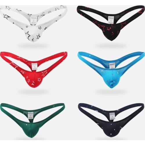 Sexy 2020 New Man Cotton Print Underwear Male Sexy Print Penis T-back Thongs Panties Gay Mini Strings Jockstraps Underwear