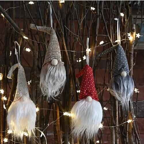 New Christmas Ornaments Pendant Forest Old Man With Light Faceless Doll Luminous Small Pendant Tree Ornament Decoration #5