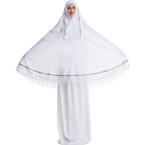Formal Muslim Prayer Garment Sets Women Hijab Dress Abaya Islamic Clothing Turkey Lace Namaz Long Khimar Jurken Djellaba Abayas