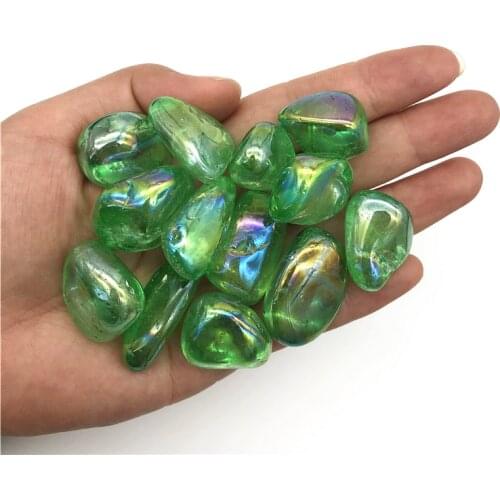 Wholesale 100g Green Titanium Aura Electroplating Quartz Crystal Tumbled Stones Healing Natural Quartz Crystals