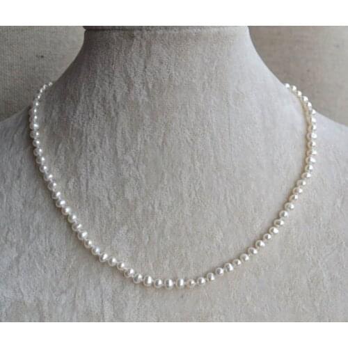 New Favorite Pearl Necklace 4-5MM White Color Small Size Genuine Freshwater Pearl Baby Girl Necklace Charming Lady Gift