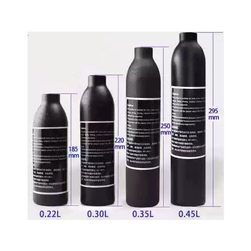 PCP Paintball Airforce HPA Cylinder Air Bottle 0.2L/0.3L/0.35L/0.45L Tank 300bar 4500psi M18*1.5 Thread 6061 Aluminum Alloy