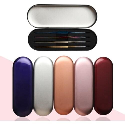 Exquisite Tinplate Protection stainless steel Storage Box Eyelash Tweezers Box Eyelash Extension Beauty Women Makeup Tools