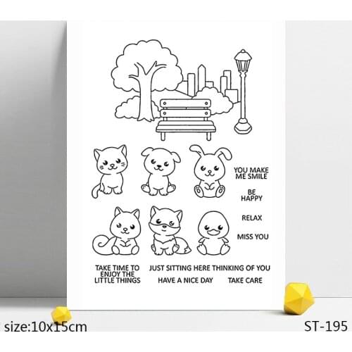 AZSG Park Bench / Lovely Animals Clear Stamps/Seals For DIY Scrapbooking/Card Making/Album Decorative Silicone Stamp Crafts
