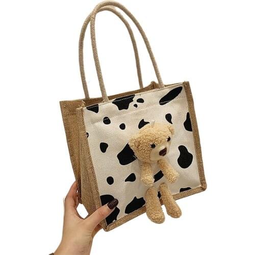 Women Canvas Bag Shoulder Bag Simple Canvas Handbag Tote Large Capacity Embroidery Shopping Bag Cute Book Bags For Girls