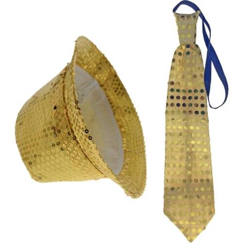 LED Light Up Flashing Sequin Jazz Hat Cap Neck Bow Tie Neck Adult Performance Props Glow Party Supplies Christmas wedding decor