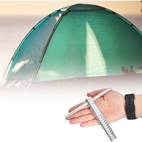T-Shaped Spiral Tent Peg Aluminum Alloy Ground Stakes Nails for Outdoor Sports Camping Hiking Trip Beach Sand Pegs