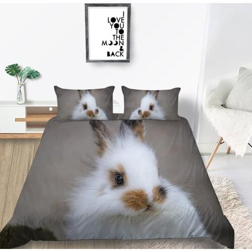 3D Rabbit Bedding Set Single Cute Comfortable Fashionable Duvet Cover Queen King Twin Full Double Unique Design Bed Set