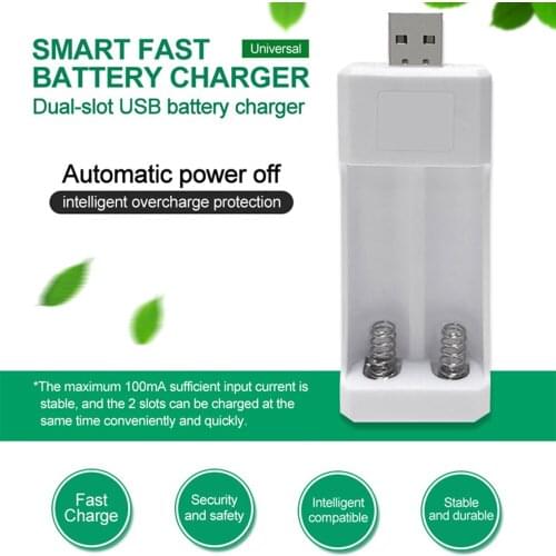 2 Slot USB Fast Smart Battery Charger Short Circuit Protection For 4X AAA/AA Rechargeable NICD Battery With EU US Plug Charger