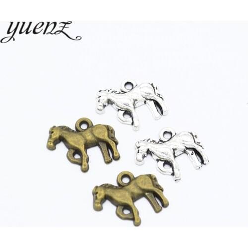 YuenZ 20 pcs Antique Silver color Horse Charm Pendants Metal Charms Horse Pendants 17*14mm D9247