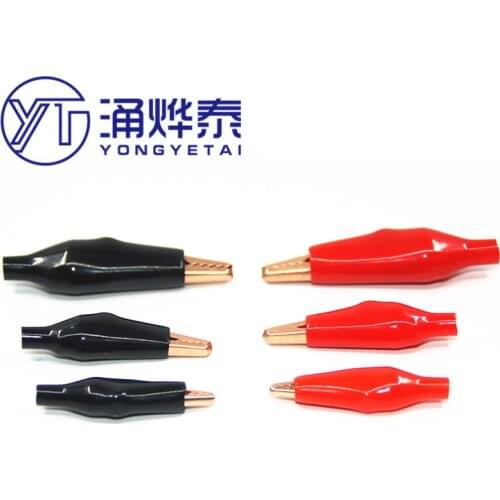 YYT 10Pair Alligator clip Sheath clip Power clip Test High quality fish clip 24/28/32mm (large, medium and small) red and black