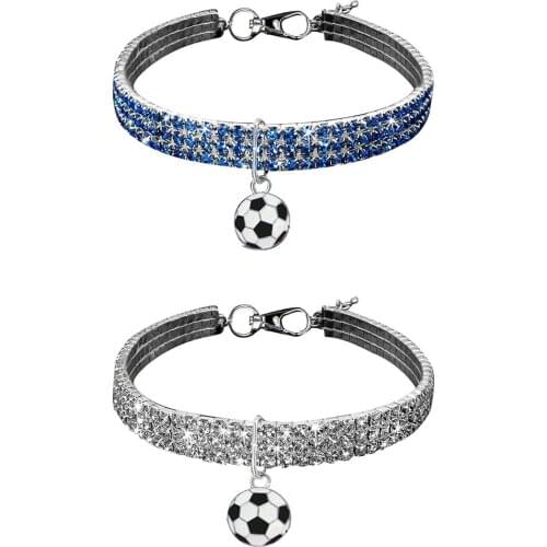 Bling Crystal Rhinestones Football Series Pet Dog Collars Puppy Cat Choker Necklaces For Small Dog Collar Perro Pet Accessories4