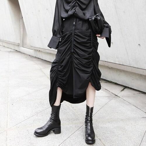 Women Skirt Asymmetry Black High Waist Skirts Womens Irregular Patchwork Long Wrap Skirts Women 2021 New Fashion C790