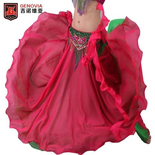 Women Performance Belly Dance Costume Waves Skirt Dress Girls Bollywood 2 layers with 2 side slits Skirt Dress (no belt)