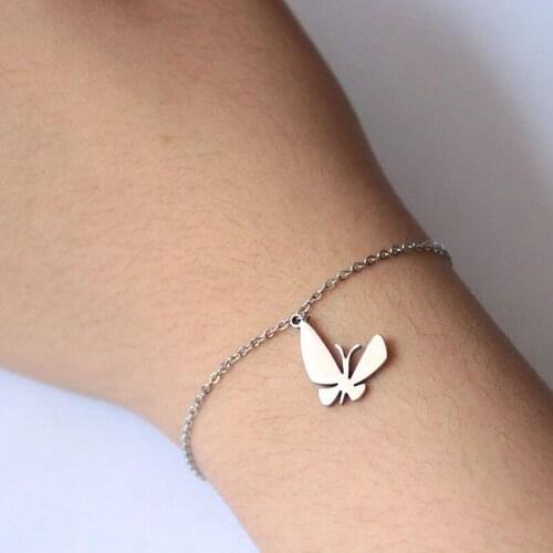 1 Pc Winging Butterfly Stainless Steel Bracelet Cute Insect Bracelets For Cute Women Girls Kids Fashion Jewelry Lucky Gift