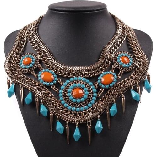 2021 Fashion Vintage Collar Chunky Choker Metal Chain Pendant Antique Statement Necklace for Women New Brand Design Jewelry