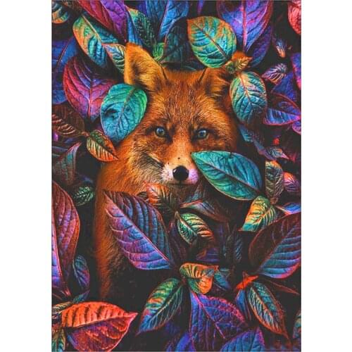 Diy 5d Full Diamond Embroidery Animal Mosaic Diamond Painting Leaf Fox Handmade Furniture Decoration Hobby Gift