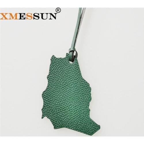 Wholesale Custom Made Genuine Natural Leather Saudi Map Keychain Ladies Backpack Pendant Women Bag Charm