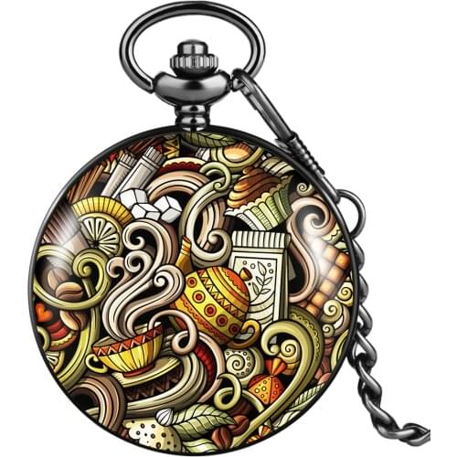 Vintage Golden Cartoon Image Quartz Pocket Watch Women Men Pendant Necklace Chain Alloy Watches Best Gift for Kid Friend Relogio