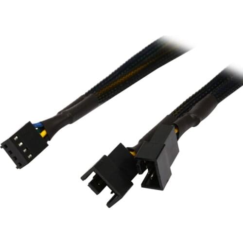 Black Net Jacket Sleeved 12 inch 1 to 2 Motherboard 4-pin Molex CPU Case 4 Pin PWM Cooling Fan Splitter Hub Power Adapter Cord