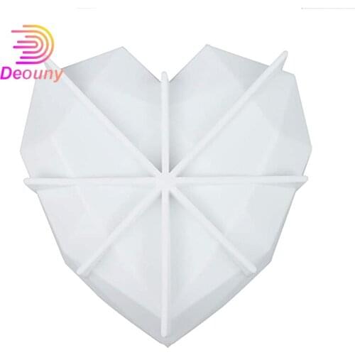 DEOUNY 3D Diamond Heart Chocolate Silicone Cake Mold Decorating DIY Cupcake Mousse Dessert Brownie Cheese Gift Filled With Love