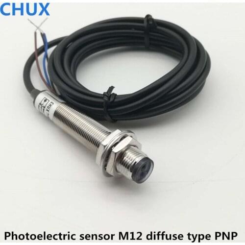 Mask machine Diffuse Type PNP Photoelectric Sensor Switch 7cm Sensing Detect Distance M12 metal Shell DC Photocell Sensor