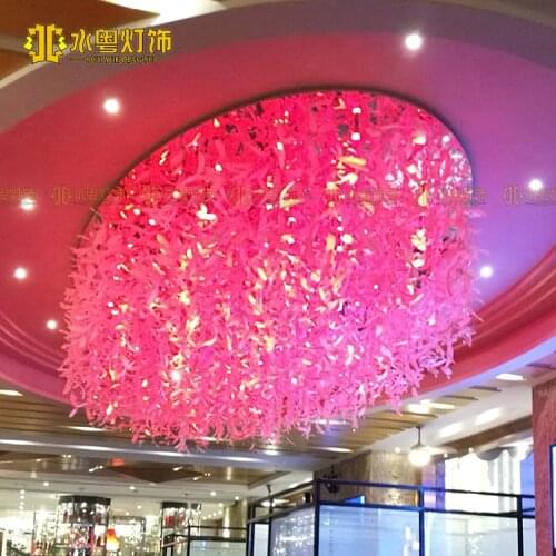 Custom Art Glass Light Crystal Light Hotel Lobby Villa Club Hall Non-standard Project Ceiling Light