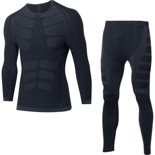 Men Thermal Underwear Set Motorcycle Skiing Shirts Pants Base Layers Tight Long Johns Tops & Trousers Set Clothing