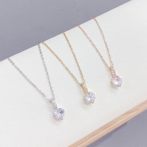 BOTU Creative Simplicity Pendant Necklace Fashion Personality Temperament Heart-Shaped Micro-Inlaid Zircon Jewelry for Women