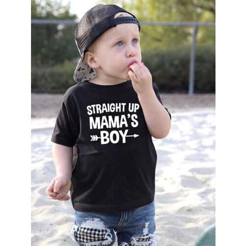 Summer Kids Boys T-shirt Straight Up Mamas Boy Print Funny Children Tees Shirts Clothing Short Sleeve Toddler T-shirts Tops