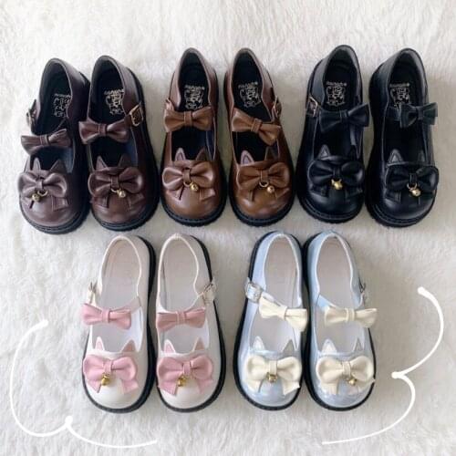 Japanese sweet lolita shoes kawaii girl tea party princess kawaii shoes round head retro lace bowknot women shoes loli cosplay