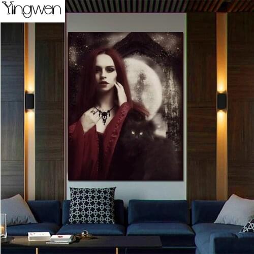 5D Diy Gothic Diamond Painting Kit Vampire Woman Full Diamond Embroidery Diablo Picture Mosaic Cross Stitch Art Home Decor Gift