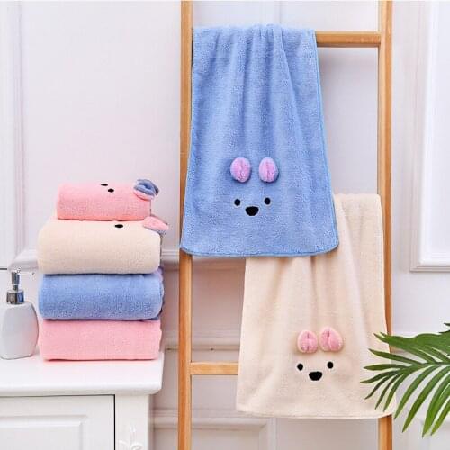 Towel Set High Elastic Edge Bath Towels for Adults Face Towel Cute Bear Girls Child Kids Microfiber Towel Women Towels Bathroom