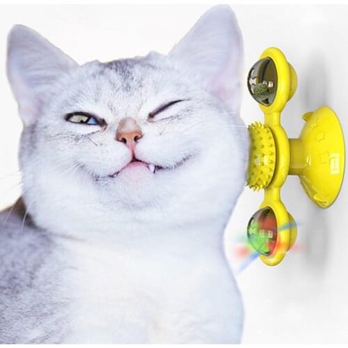 New Windmill Toys For Cats Puzzle Whirling Turntable With Brush Cat Play Game cat Toys Light Kitten Interactive Toy Supplies Pet