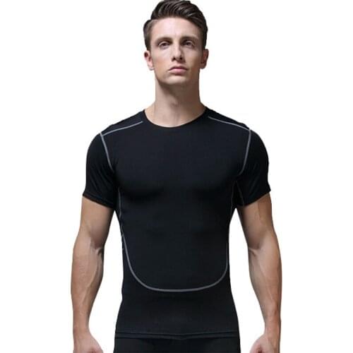 New Sport Shirt Men Dry Fit Short Sleeve T Shirt Solid Running Shirt Men Fitness Tight Tennis Soccer Jersey Rashgard Men