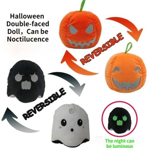 2021 New Originality Halloween Pumpkin Head Apparition Reversible Can Be Luminous Double-sided Doll Halloween Doll Wholesale