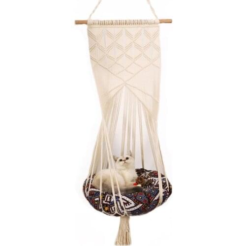 Cat Hanging Hammock Cat Sunny Seat Cute Handwoven Cat Hammock Kitten Cage Macrame Bed Hanging Soft Chair For Home Decoration