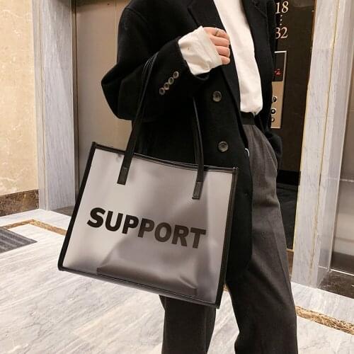 Large Capacity Jelly Clear Transparent Shoulder Bags for Women 2021 New Fashion Zipper Pouch Shopping Composite Tote Bag Handbag