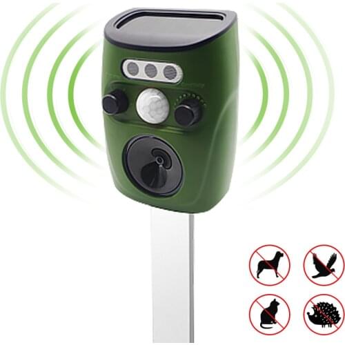 Adjustable Ultrasound Animal Dog Repeller Garden with Solar PIR Infrared Motion Sensor LED Flashes Dogs Cats Birds Rats Repeller